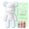 DIY CREATE YOUR OWN UNIQUE ACRYLIC FLUID POURING PAINT BEAR (9 inch - 23 cm) COMPLETE SET, colors: White, Light-Pink, Gold. Arts and Crafts, Customize Handmade Creative Birthday Gift