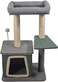 Cat Tree Scratching tower with a soft fabric condo for indoor cat, punch ball and top wide perch, sisal covered scratching posts and Multi-layer jumping platform. Grey and green (80 cm)