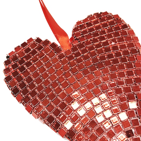 Red Mosaic Heart Hanging Decor 12x11cm