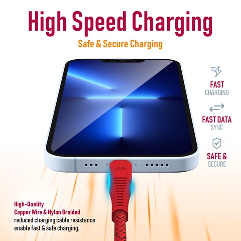 Moxedo Velox  Nylon Braided Cable USB-C to Lightning Cable Fast Charge &amp; Data Sync Compatible with iPhone 13 Pro/13 Pro Max/ 12/12 Pro Max/SE/XS Max iPad and iPod 2.0m