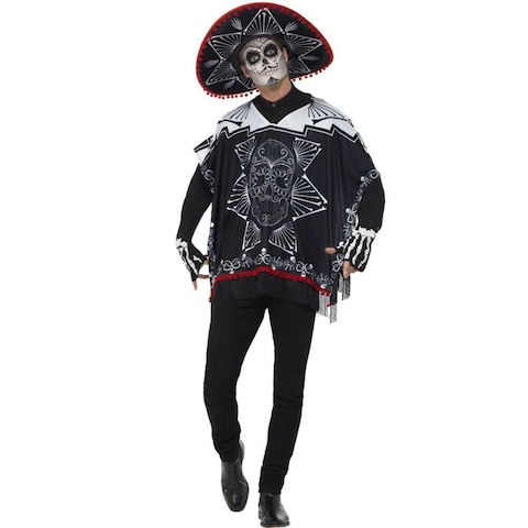 Smiffy's Day of The Dead Bandit Men's Costume- Black/White