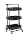Roman Gifts 3-Tier Utility Cart Rolling Storage Shelf With Handles 2 Lockable Wheels Black 86X42X30cm