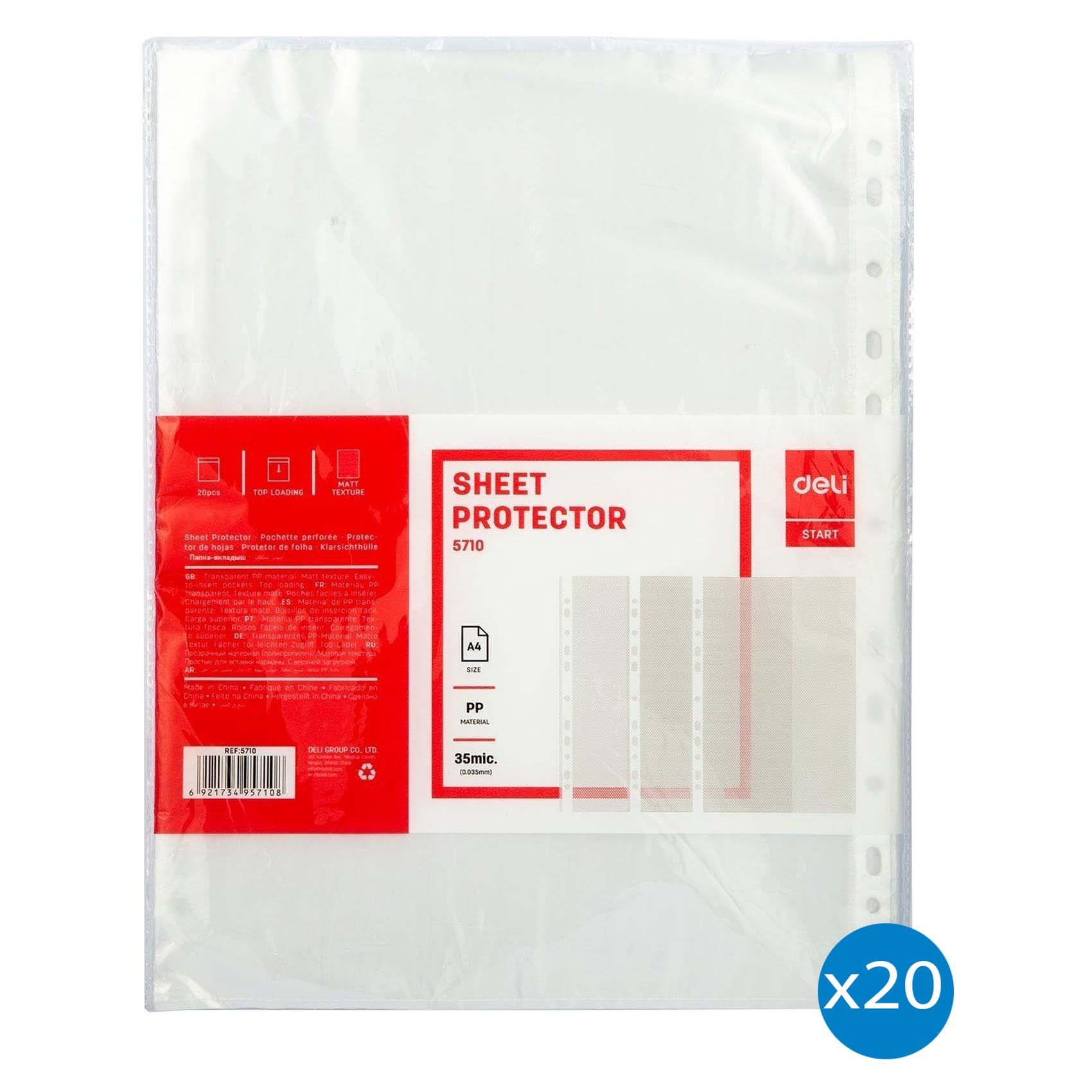 Buy Deli A4 Size Sheet Protector Clear 20 PCS Online | Carrefour UAE