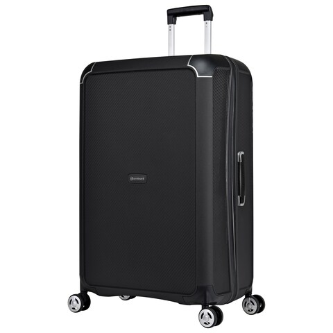 Eminent Hard Case Medium Checked Travel Bag Luggage Trolley Polypropylene Lightweight 4 Quiet Double Spinner Wheels Suitcase With TSA Lock B0002 Black