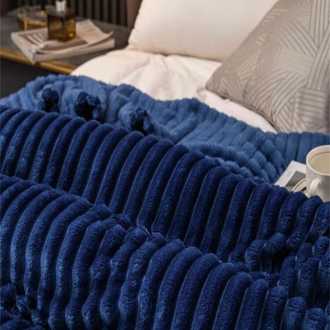 Luna Home Throw Striped Blanket Super Soft, Blue Color