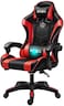 Sky-Touch Gaming Chair Adjustable Computer Chair, Office, PU Leather High Back With Footrest, Lumbar Support, Headrest (Red And Black)