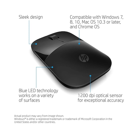HP Wireless Mouse - Black - Z3700