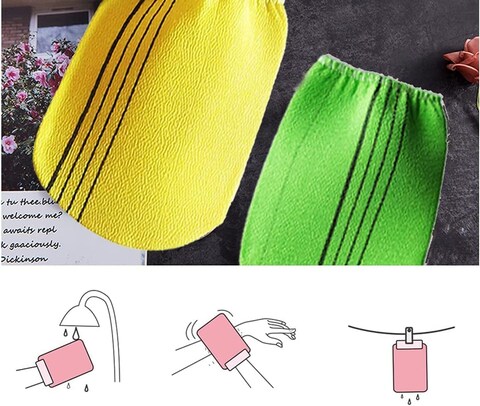 Exfoliating Gloves , Korean Exfoliating Bath Washcloth For Removing Dry, Dead Skin Cells, REUSable (1pc Random Color)