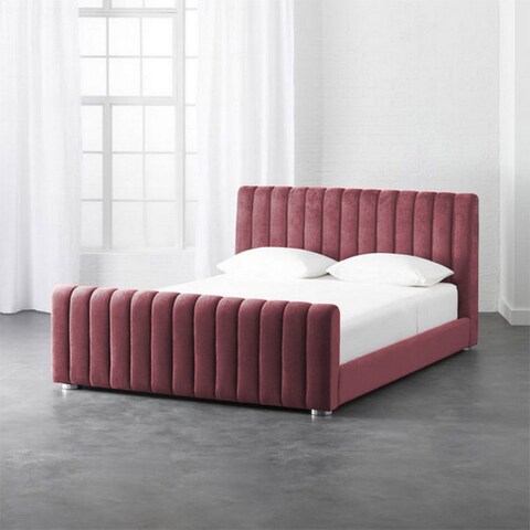 إن هاوس مارتوس هيكل سرير منجد بالمخمل - نفر ونص - 200×160 سم - زهري غامق