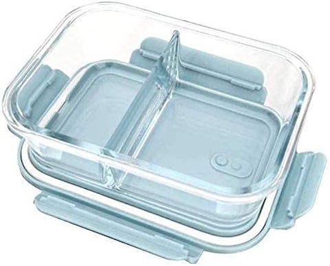 Aiwanto Glass Lunch Box Glass Storage Box with 2-Compartment Meal Prep Containers Food Storage Box with Lid Leak-proof Lunch Container Microwavable 1000ML Capacity