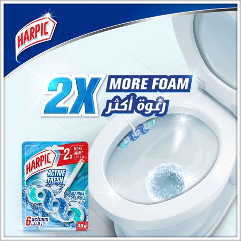 Harpic Active Fresh Marine Splash Toilet Cleaner Rim Block, 35g x 2