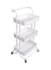Almufarrej 3-Tier Utility Cart Rolling Storage Shelf, White, 43X36X87cm