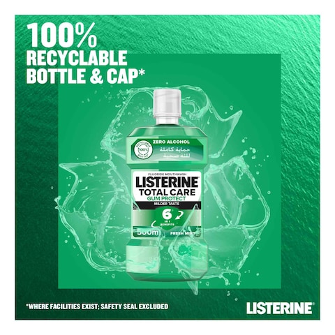 Listerine Total Care Gum Protect Mouthwash Fresh Mint kill 99% germs 500ml