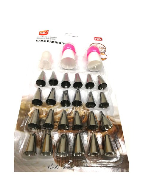Buy Generic 27-Piece Piping Nozzle Cake Decorating Tool Set Silver