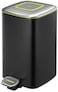 EKO Square Step Trash Bin With Soft Closing Lid Black 6L