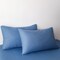 Luna Home Premium 6 Piece King Size Duvet Cover Satin Stripe Solid Stone Blue