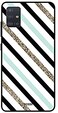 Theodor - Samsung Galaxy A71 Case Cover Black Golden Gliter Lines Flexible Silicone Cover