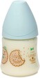 Suavinex- Wide neck Feeding Bottle  Anti colic Anatomical  Blue Biscuit 150 ml