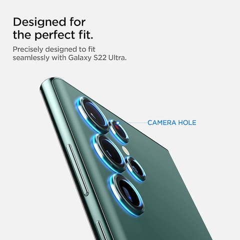 Spigen GLAStR EZ-Fit Optik PRO Camera Lens Screen Protector designed for Samsung Galaxy S22 ULTRA - Green [2 Pack]