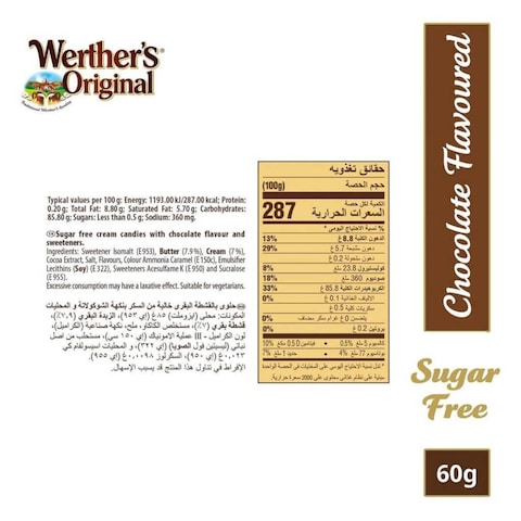 Werthers Original Sugar free Chocolate Candy - 60 gram