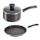Tefal Delicia Non-Stick Sauce Pan With Lid 16cm Greyish Black With Flat Tawa Greyish Coal 28cm