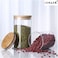 1CHASE&reg; Borosilicate Round Glass Storage Jars with Airtight Bamboo Lids Set of 2 750 ML