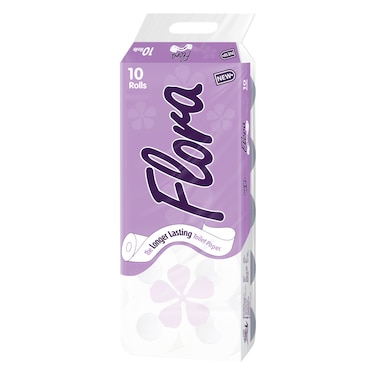 Flora White Toilet Paper Rolls 10 Pack