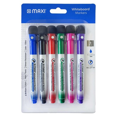 Maxi Whiteboard Marker 1-2mm Bullet Tip 6 PCS