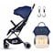 Teknum Travel Lite Stroller - Navy Blue + Sunveno Diaper bag + hooks