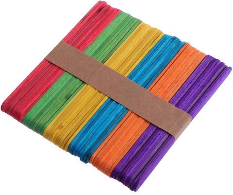 Generic 500Pcs Colorful Wooden Craft Sticks Diy Popsicle Sticks Ice Cream Sticks Wax Applicator Sticks For Kids Crafts Art Diy Making