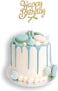 Party Time Gold 3D Happy Birthday Cake Topper Happy Birthday Cursive Font Cake Topper Set for Boys Girls Women Men Cake Decoration, Birthday Party Cake Decorations Supplies