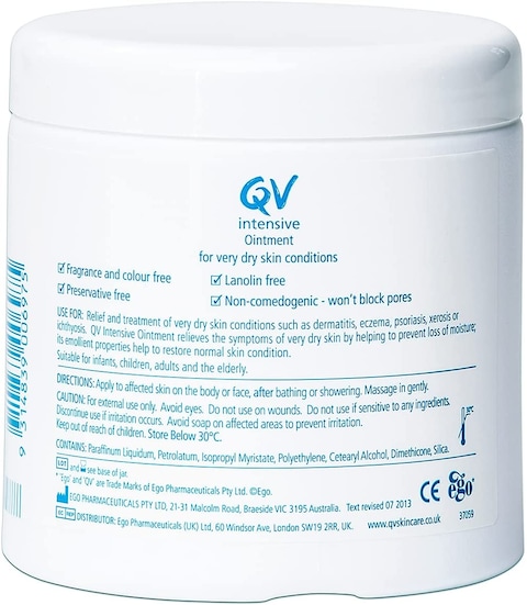 Qv Intensive Ointment 450g, Helps To Protect And Soothe Dry And Sensitive Skin, Sting Free, Ideal For Drier Areas