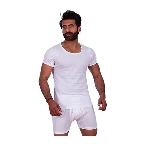 Jill M3301 Short Sleeves Undershirt for Men - Size 5 - White