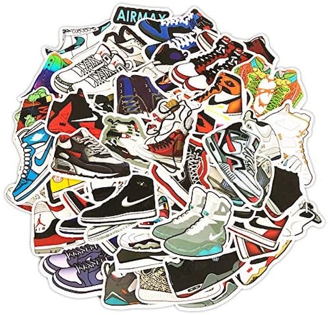Aiwanto Stickers (50pcs) Vinyl Skateboard Guitar Travel Case Sticker Door Laptop Luggage Car Bike Bicycle Stickers(Sneakers)