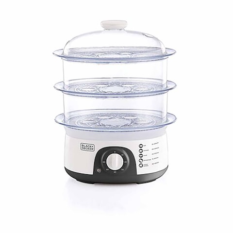 Black + Decker Food Steamer 3 Tiers 10 Liter 775 Watt - White - HS6000