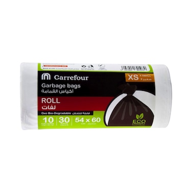 Carrefour 10 Gallon Biodegradable Garbage Bag XS White 30 Garbage Bags