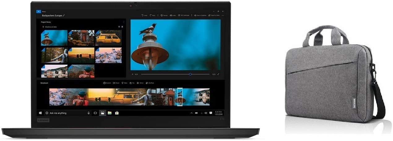 Lenovo Thinkpad E15 Laptop, 15.6&quot; FHD Display, Core i7-10510U Upto 4.9 GHz, 8GB RAM, 256GB SSD, AMD RX 640 2GB, English Keyboard, Windows 10 Pro, Black With Lenovo Top Loader Bag