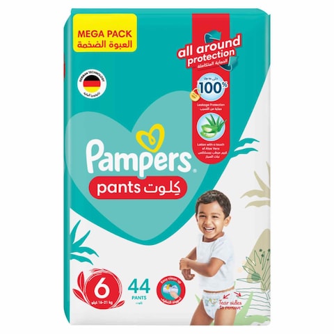 Pampers Aloe Vera Pants Diapers, Size 6, 16-21kg, Jumbo Pack, 44 Diapers&nbsp;