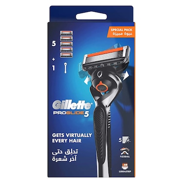 جيليت بروجلايد 5 شفرات حلاقة للرجال - ذراع بتقينة فليكس بول + 5 شفرات حلاقة