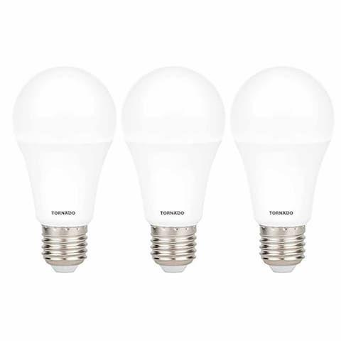 Buy Tornado BW-W09L Warm Light Bulb LED Lamp, 9 Watt, White Light - 3 Pieces in Egypt