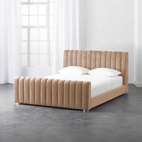 إن هاوس مارتوس هيكل سرير منجد بالمخمل - نفر ونص - 200×160 سم - بيج