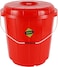 Royalford 25L Plastic Bucket With Lid- Rf11716 Multi-Purpose Utility Bucket With A Lid And Steel Handle Break-Resistant, Light-Weight, Durable Construction Perfect For Bathroom, Kitchen Red