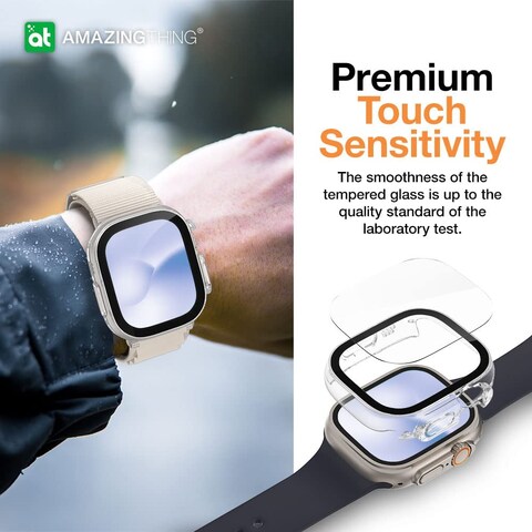 Amazing Thing Marsix Pro designed for Apple Watch Ultra 49mm case cover with built in Tempered Glass Screen Protector - Transparent