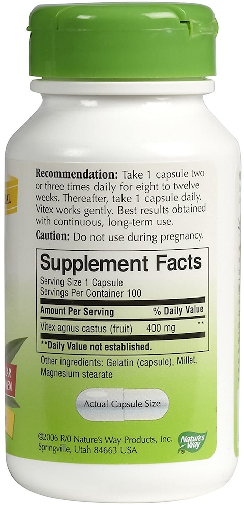Nature&#39;s Way, Vitex Fruit, 400 mg, 100 Veggie Caps