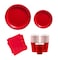 Party Time Serves 48 Guest Complete Party Pack Silver 9" Dinner Paper Plates , 7" Dessert Paper Plates, 9 oz Cups, 2 Ply Napkins - Birthday Party Tableware Set, Red Party Theme