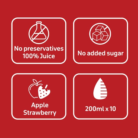كارفور عصير فاكهة الفراولة بدون سكر مضاف 200 ملل حزمة من 10