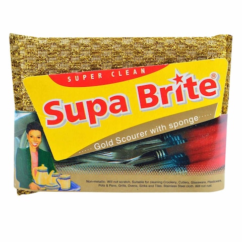 Supa Brite Gold Scourer With Sponge 1 Piece