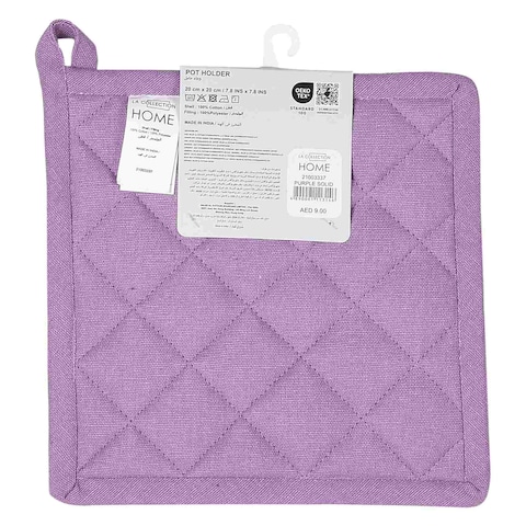 LA Collection 170 GSM Cotton Pot Holder Purple Solid 20x20cm