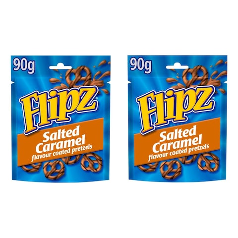 Flipz Salted Caramel Flavour Coated Pretzels 90g Pack of 2
