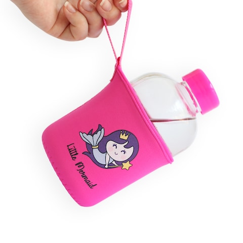 Milk&Moo Little Mermaid Kids Glass Water Bottles 20 oz, 600 ml